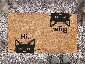 Hi Bye Cat Doormat - Funny Cat Doormat - Gift For Pet Lovers  - Welcome Door - Picture 1 of 10