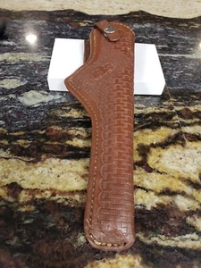 VINTAGE BROWN LEATHER HOLSTER THOMPSON CONTENDER ? BASKET WEAVE ( MARKED: B B ) - Picture 1 of 10