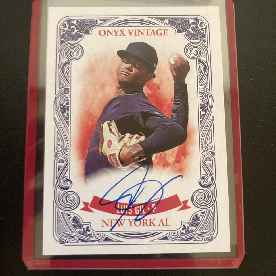 LUIS GIL 2021 ONYX VINTAGE BASEBALL ON CARD AUTO BLUE INK - Image 1 of 1