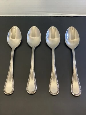 4 Towle BEADED ANTIQUE Stainless 18/8 Germany Oval Soup Spoons 7 1/8” - Image 1 of 4