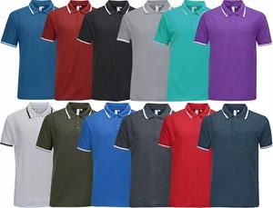Short Sleeve Polo Shirt King Size Plain Pique Single Tipping Collar with Pocket - Picture 1 of 10