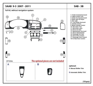 Interior Real Carbon Fiber Dash Trim Kit for Saab 9-3 2007 - 2011 - Picture 1 of 4