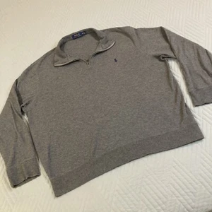 Vtg POLO RALPH LAUREN Rugby Shirt Sweater Pullover Top Boys XL Mens Medium Gray - Picture 1 of 9