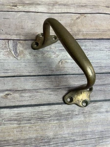 Vintage Heavy Duty Solid Brass Large Door Drawer Box Pull Handle 6 1/2 Inches - Picture 1 of 9