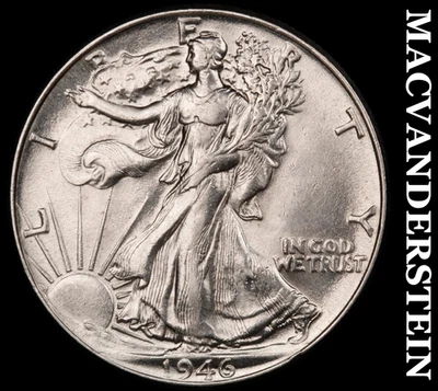 1946 Walking Liberty Half Dollar - Scarce  High Grade  Lustrous  #F9651 - Image 1 of 2