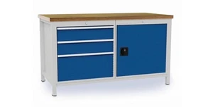 Bedrunka + Hirth Werkbank signalblau lichtgrau B1500xH859xT750 mm Buche Multi... - Bild 1 von 3