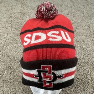 Vtg San Diego State Aztecs Hat Beanie Mens O/S Red Black NCAA Football Nike Team - Picture 1 of 8
