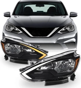 Faros halógenos negros señal de retroceso de tubo LED Sentra 2016-2019 - Imagen 1 de 8