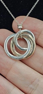 Tiffany & Co. Necklace Rubedo Metal & Sterling Silver Interlocking Circles 15" - Picture 1 of 6