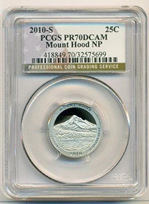 2010 S Clad Mount Hood NP Quarter Proof PR70 DCAM PCGS Flag Label - Image 1 of 2