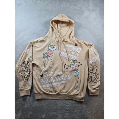 Looney Tunes Lola 兔子连帽衫运动衫女式 M 棕褐色 Don't Ever Call Me 娃娃 — 第 1/4 张图片