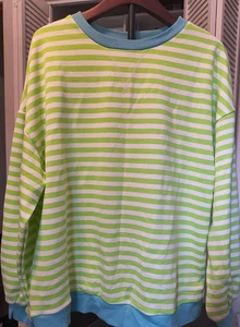UEU (Designer - Johnny) grün-weiß gestreifter Frottee-Pullover - Größe S - Bild 1 von 9