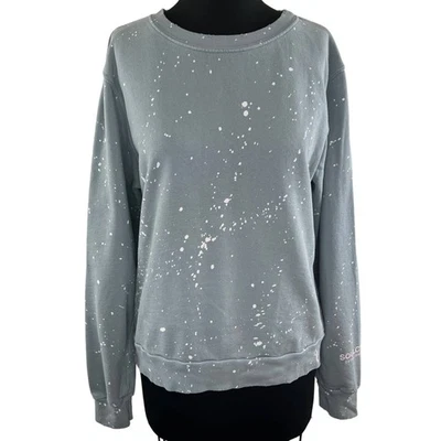 SOULCYCLE Gray Bleach Speckled Long Sleeve Crewneck Cotton Sweatshirt L Large - Image 1 of 4
