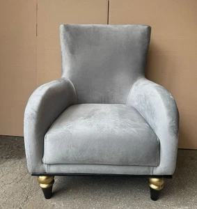 Sillón de salón Casa Padrino de lujo Art Deco Chesterfield gris / negro / dorado - Imagen 1 de 3