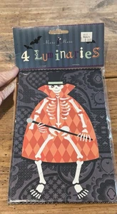 MERI MERI Luminary BAGS~Pkg of 4~SKELETON in Top Hat & Cape CUT-OUTS New SEALED - Picture 1 of 5
