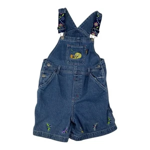 Vintage Tweety Bird Looney tunes girls size 8 denim shortalls overalls cartoon 9 - Picture 1 of 11