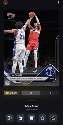 Alex SARR Limited/10 Legendary NBA Collect Topps AHORA 26 Foto 1 de 3