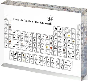Periodic Table with Real Elements Inside, Acrylic 6L x 4.5W - Picture 1 of 6