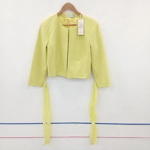 Cristina Gavoli Jacket UK 14 Bright Yellow NWT Cropped Tie Cuffs Womens RMF15-LW - Picture 1 of 9