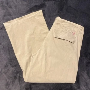American Eagle Pants Y2K Women Sz 6 Khaki Wide Leg Low Rise Preppy Boho Grunge - Imagen 1 de 18