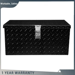 Black 20" x 12" x 9.5" ALUMINUM TOOL BOX TRAILER STORAGE LOCK PICKUP TRUCK TRUNK - Picture 1 of 15