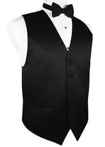 Nuevo Chaleco Esmoquin Negro Satinado Pajarita Cintura Ajustable Chaleco Formal Calidad - Imagen 1 de 1