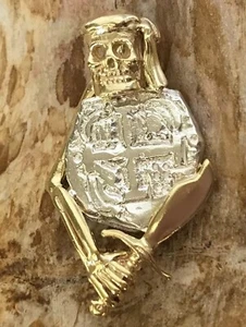 ATOCHA Design Coin 1600-1700 Skull Pirate Sword Gold Plated Treasure Jewelry - Picture 1 of 7