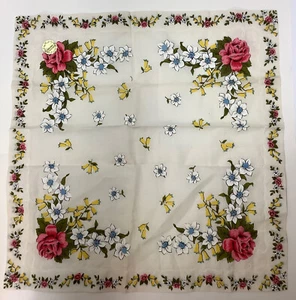 VINTAGE FLOWERED HANDKERCHIEF-MADE IN JAPAN - Picture 1 of 6