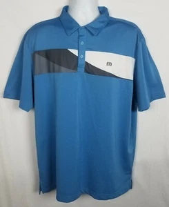 Travis Mathew Polo Shirt Mens XL Short Sleeve Striped Blue Golf Embroidered Logo - Picture 1 of 10