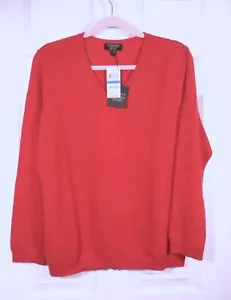 Charter Club Luxury Women's Size XL V-Neck Long Sleeve Cashmere Sweater Tomato - Picture 1 of 4