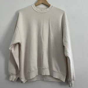 Felpa vintage anni 90 grunge invecchiata bianca panna avena grande USA - Foto 1 di 12