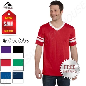 Augusta Sportswear Baseball Sleeve Stripe Jersey V-neck T-Shirt S-2XL M-360 - Picture 1 of 20