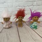 90S Vintage Russ Troll Doll Lot Of 3 Red, Purple (18363), Pink (18323) Hair Toys