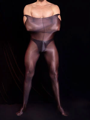 DE ranrann Herren Ärmellos Jumpsuit Glossy Offener Schritt Bodysuit Unterwäsche