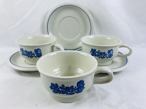 Pfaltzgraff Yorktowne Coffee - Soup Cups Mugs & Saucers Blue Stoneware Set of 3 - Picture 1 of 8
