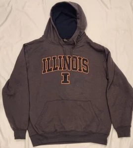 Men's Colosseum Illinois Fighting Illini Pullover Charcoal Hoodie Sz Large - Picture 1 of 3