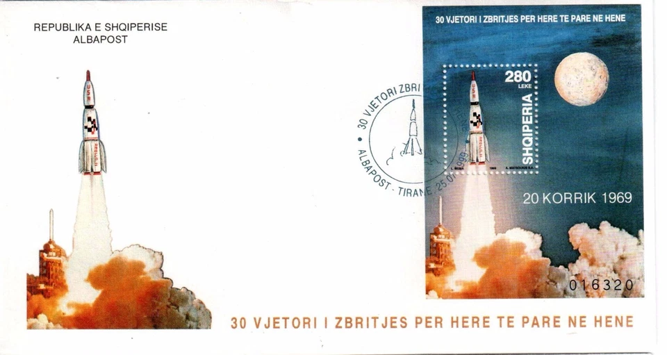 Albania 1999. 30 Year day of first manned moon landing. FDC Block MNH. Mi 120 - Image 1 of 1