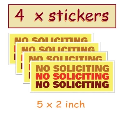 No soliciting sticker ( 4 stickers ) made in USA ,No soliciting sign - Image 1 of 4