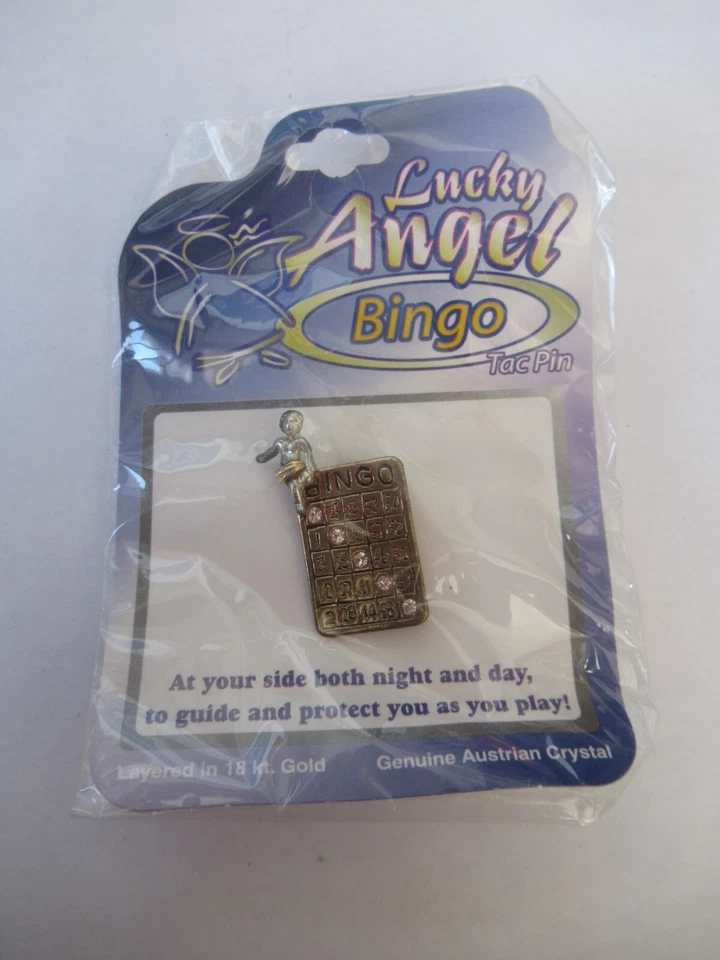 Unopened Lucky Angel Roulette Tac Pin Layered 18k Gold & Austrian Crystal