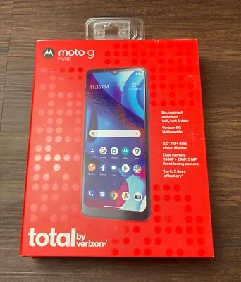 Moto G Pure Phone 32GB Blue Prepaid Smartphone XT2163DL Total by Verizon - Image 1 of 4