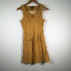 Yumi Womens Dress Size Uk 8 Aus 6 Yellow Broderie Fit Flare Sleeveless Zip133.48