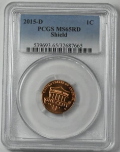 2015-D 1C PCGS MS65RD LINCOLN CENT BUSINESS STRIKE SHIELD #3 - Picture 1 of 2