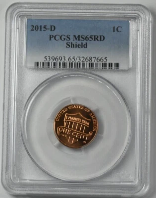 2015-D 1C PCGS MS65RD LINCOLN CENT BUSINESS STRIKE SHIELD #3 - Image 1 of 2