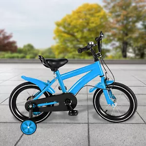 14 Zoll Kinderfahrrad mit Stützrädern für 3-4 Jahre Jungen Classic Bike Blau NEU - Bild 1 von 16