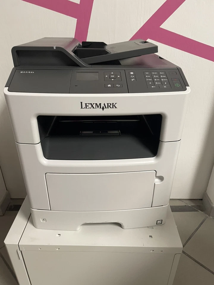 MULTIFUNZIONE STAMPANTE LEXMARK MX310DN A4 LASER B/N LAN USB USATO - Immagine 1 di 4