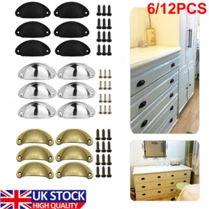 UK 6/12PCS Cup Handle Shell Pull Kitchen Cabinet Cupboard Door Furniture Drawer - Picture 1 of 23