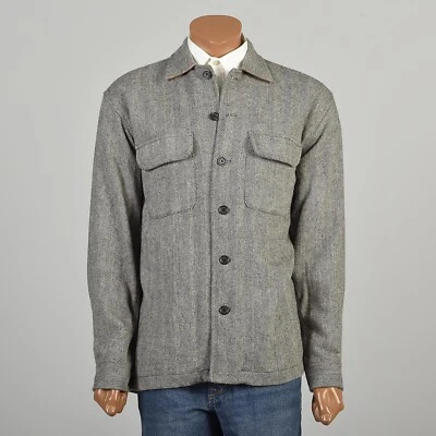 Medium 2010s Izod Wool Herringbone Shirt Jacket "Shacket" Izod Casual Mens Shirt - Image 1 of 4