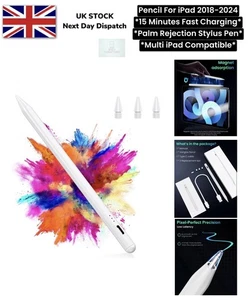 Pencil for iPad 2018-2024 15 Minutes Fast Charging Palm Rejection Tilt Sensitive - Picture 1 of 18