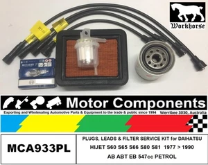 LEADS SPARK PLUG & FILTER KIT for DAIHATSU HIJET S60 S65 S66 S80 S81 AB EB 547cc - Picture 1 of 3