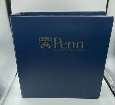 University of Pennsylvania Vintage Hard Plastic 3 Ring Binder Notebook Navy USA Foto 1 de 4